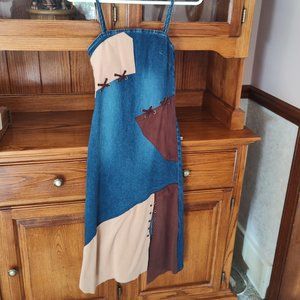 Gorgeous Vintage Denim Patchwork Dress Size Small